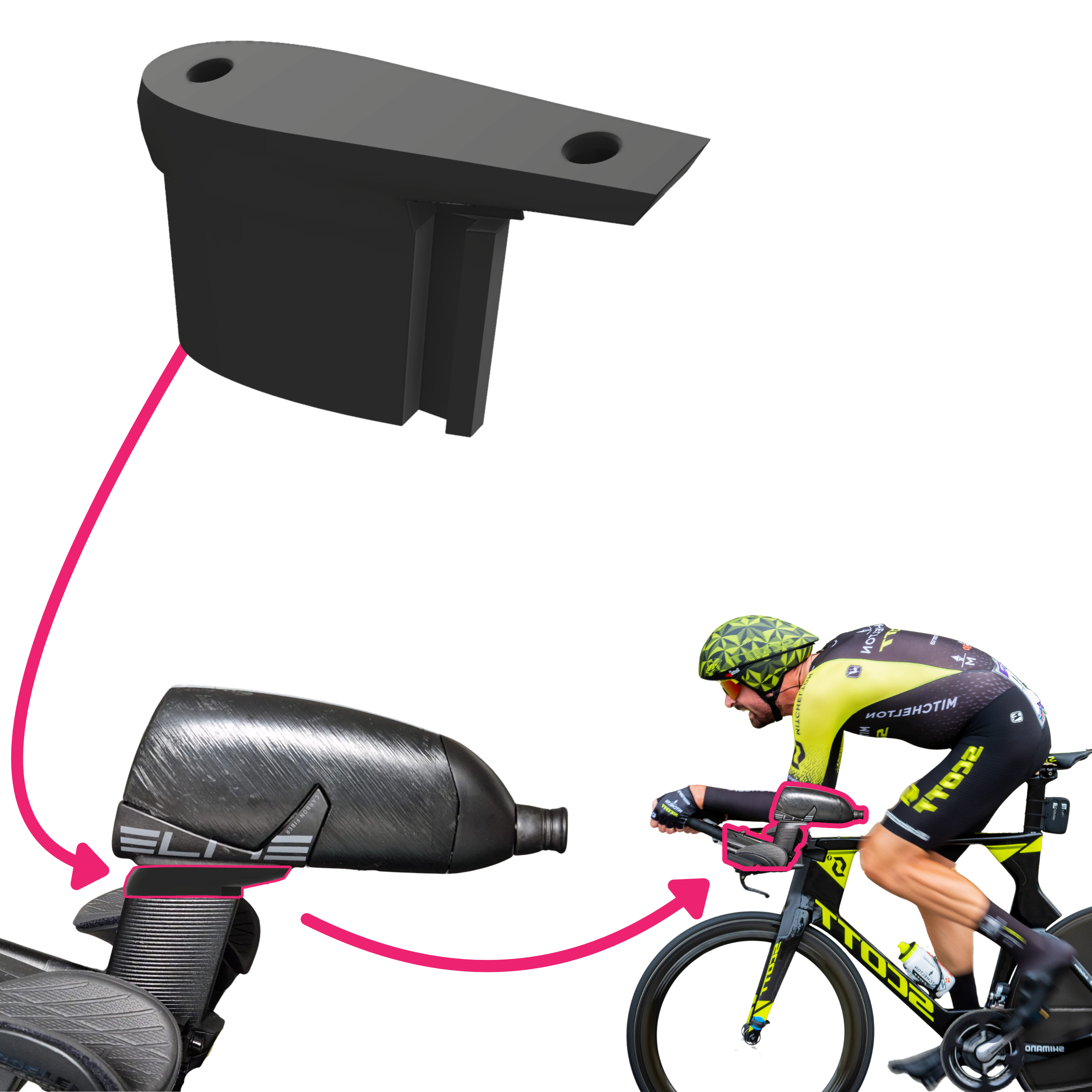 BTA Flaschenhalter für Scott Plasma 6 Fahrrad | Aero-Halter aus Carbonverstärktem Hochleistungskunststoff schwarz