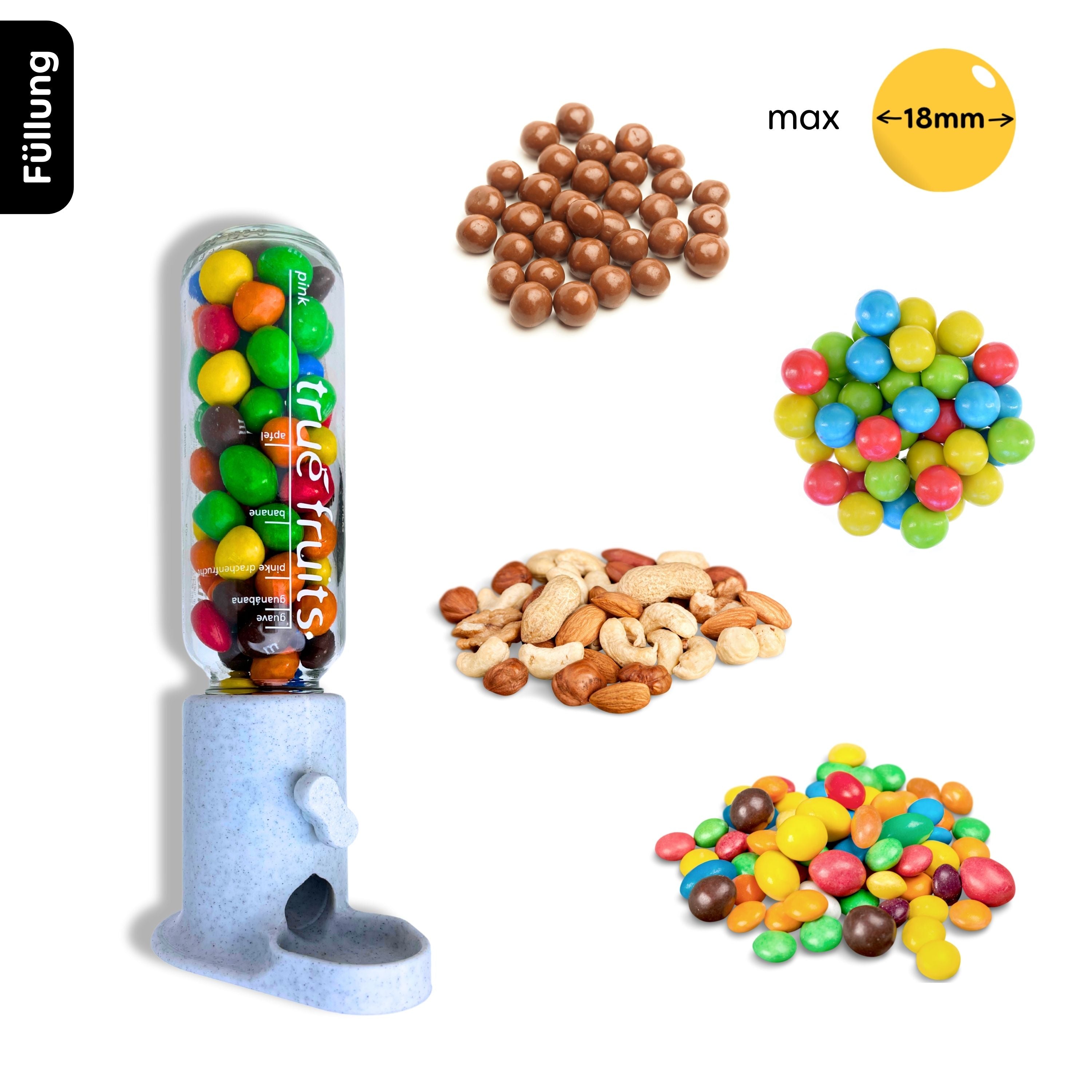 Sweet dispenser for True Fruits bottle
