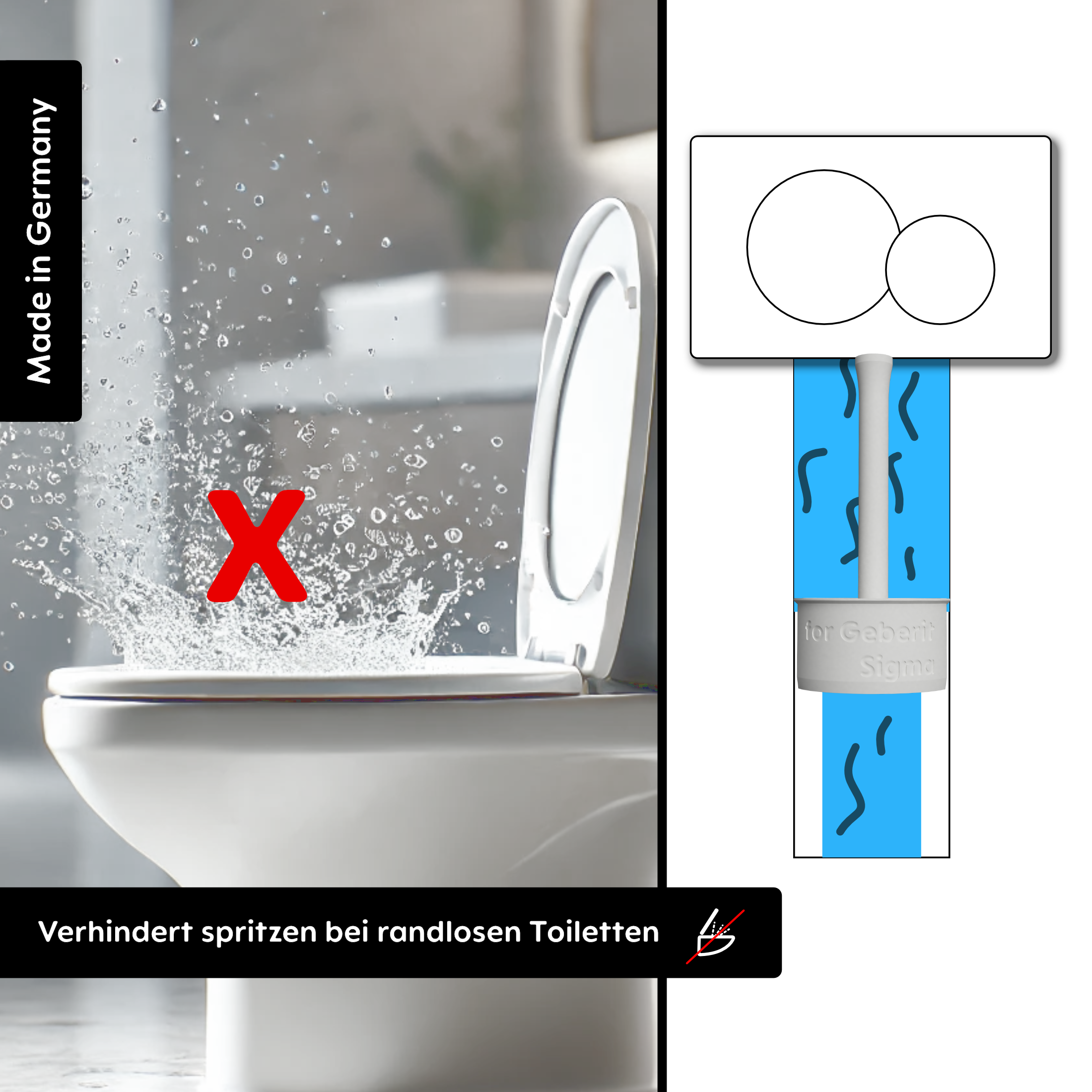 Flushing restrictor for Geberit Omega/Sigma overflow pipe