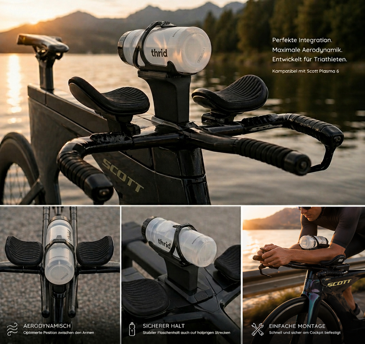 BTA Bottle Cage for Scott Plasma 6 Bicycle | Aero Mount Made of Carbon-Reinforced High-Performance Plastic, Black