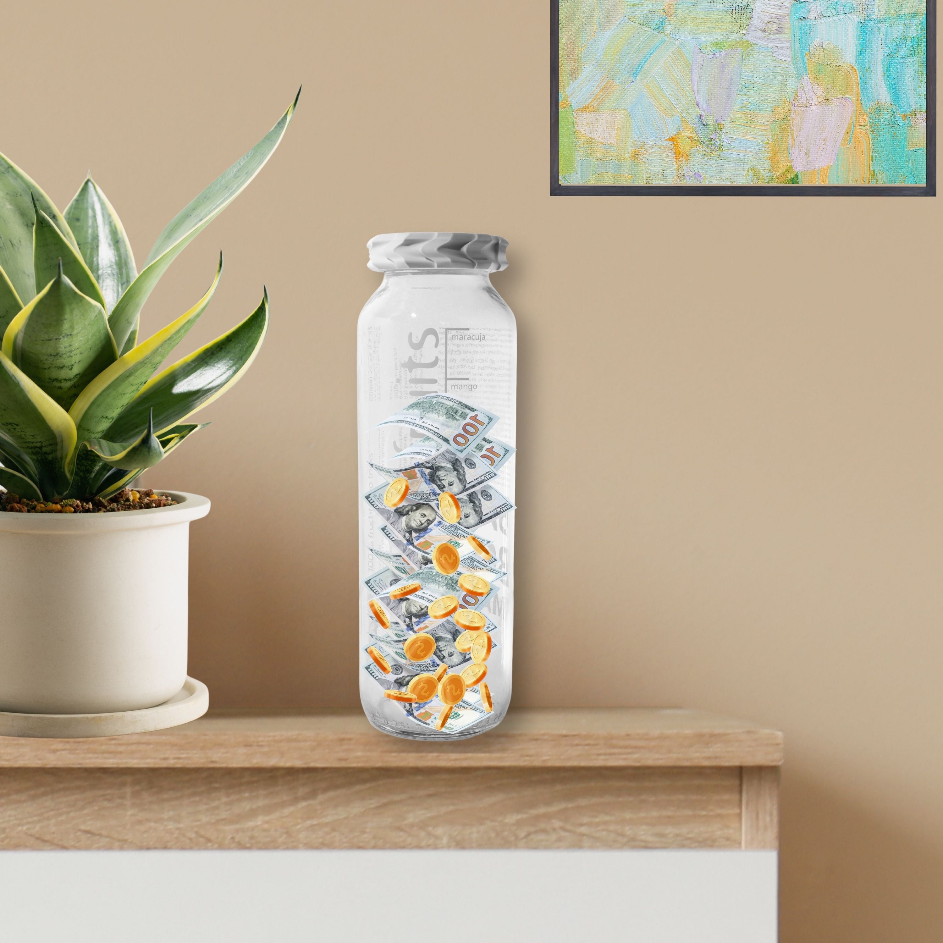True Fruits Lid Piggy Bank Coin Collector