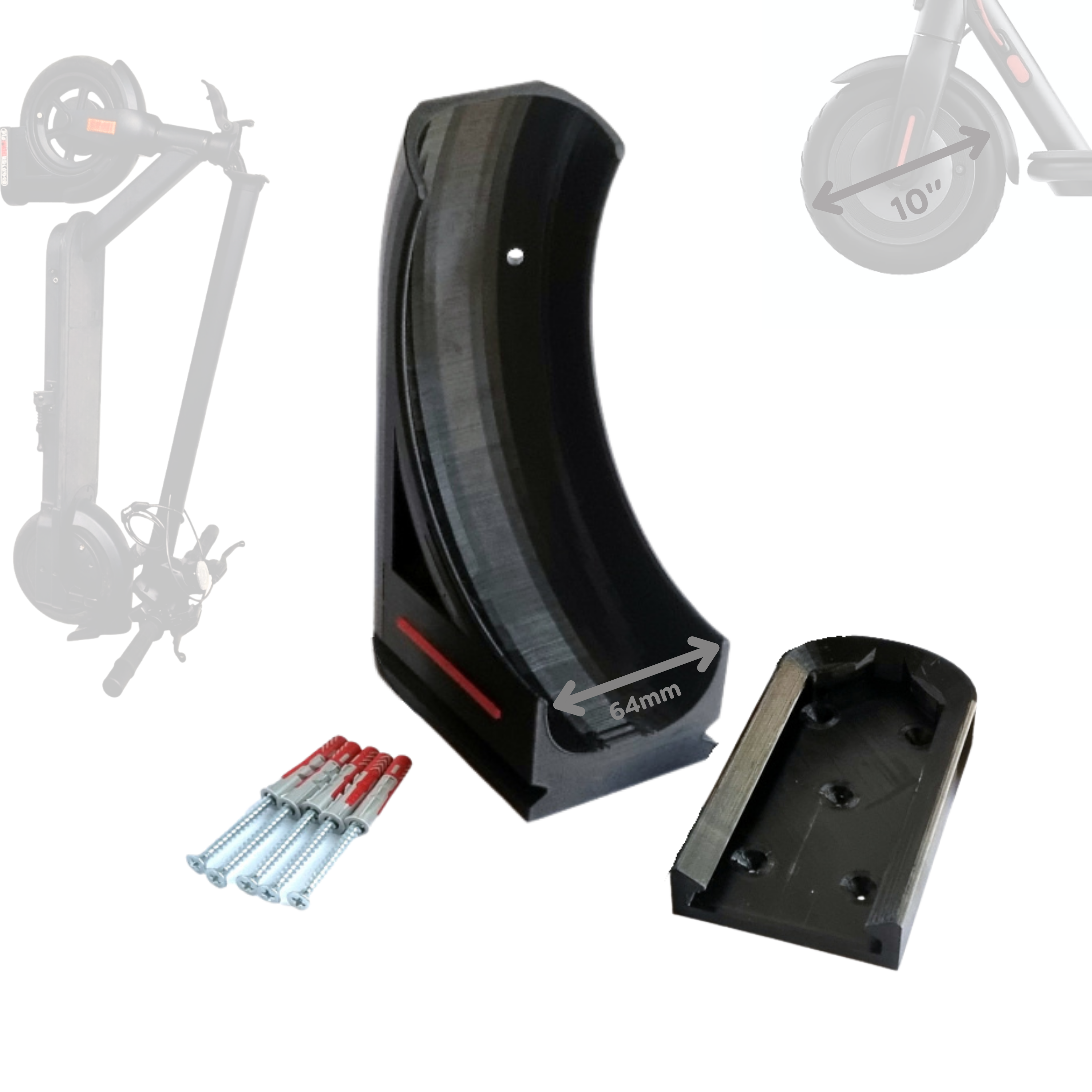 ScooterWallFix Wandhalterung für E-Scooter 8,5'' & 10'' Reifen, Robuste Wandmontage für Elektroroller, Platzsparend, für Garage, Keller & Büro <30 kg