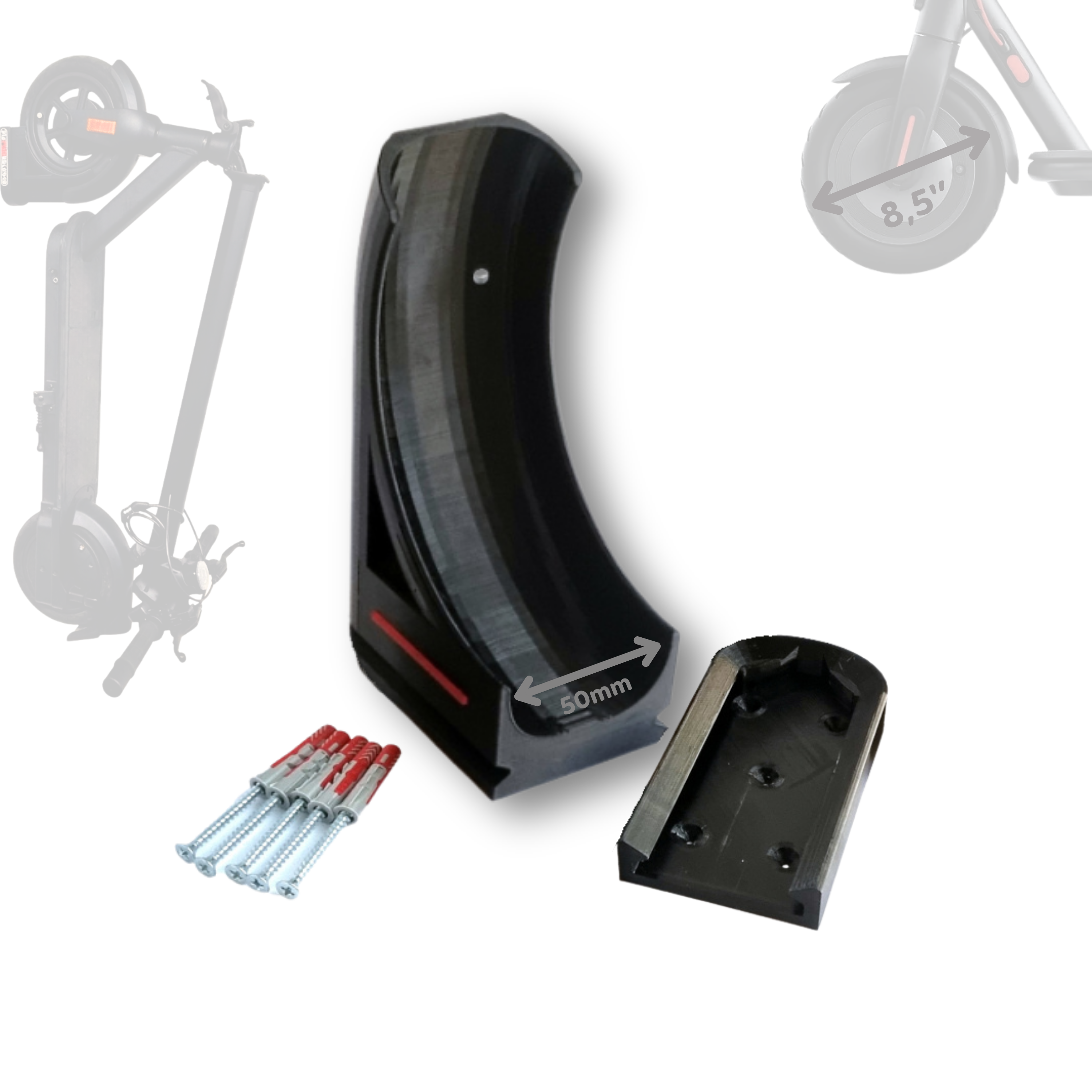 ScooterWallFix Wandhalterung für E-Scooter 8,5'' & 10'' Reifen, Robuste Wandmontage für Elektroroller, Platzsparend, für Garage, Keller & Büro <30 kg