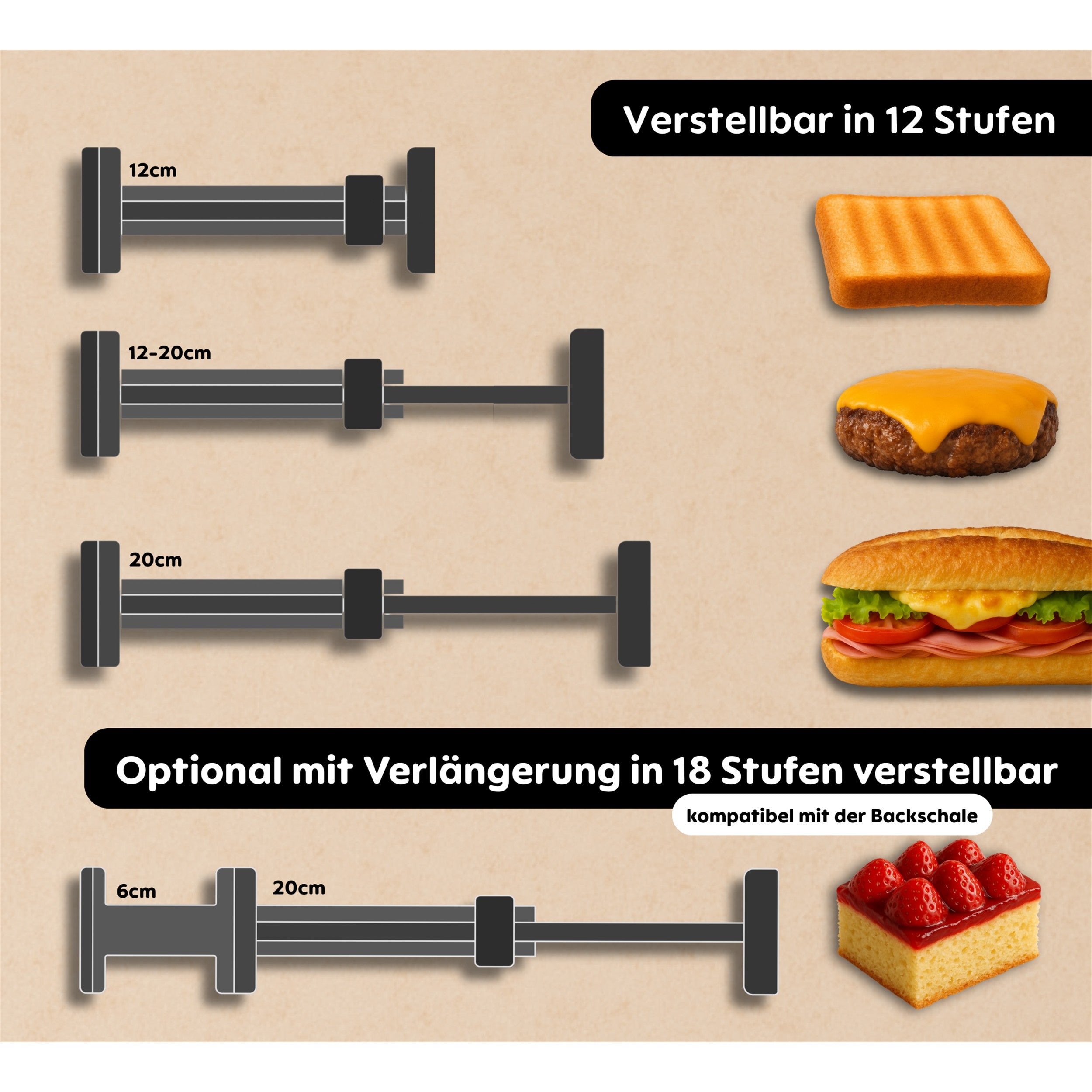 Abstandshalter V3 Zubehör mit Extension für alle Tefal Optigrill Modelle Universell