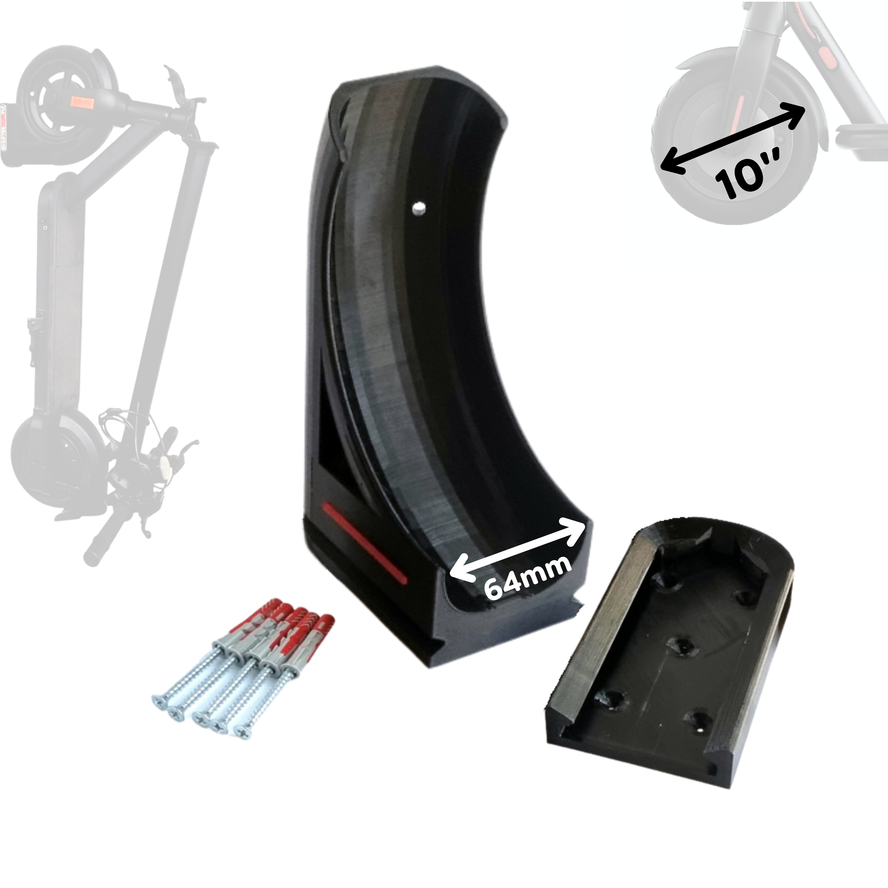 ScooterWallFix Wandhalterung für E-Scooter 8,5'' & 10'' Reifen, Robuste Wandmontage für Elektroroller, Platzsparend, für Garage, Keller & Büro <30 kg