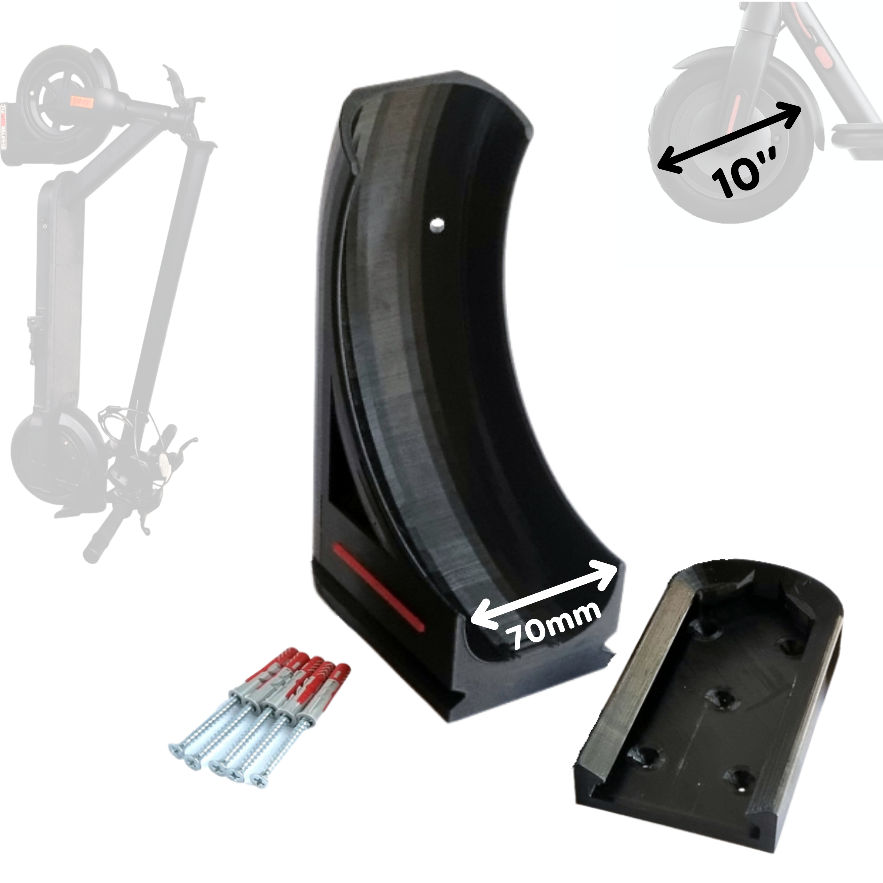 ScooterWallFix Wandhalterung für E-Scooter 8,5'' & 10'' Reifen, Robuste Wandmontage für Elektroroller, Platzsparend, für Garage, Keller & Büro <30 kg