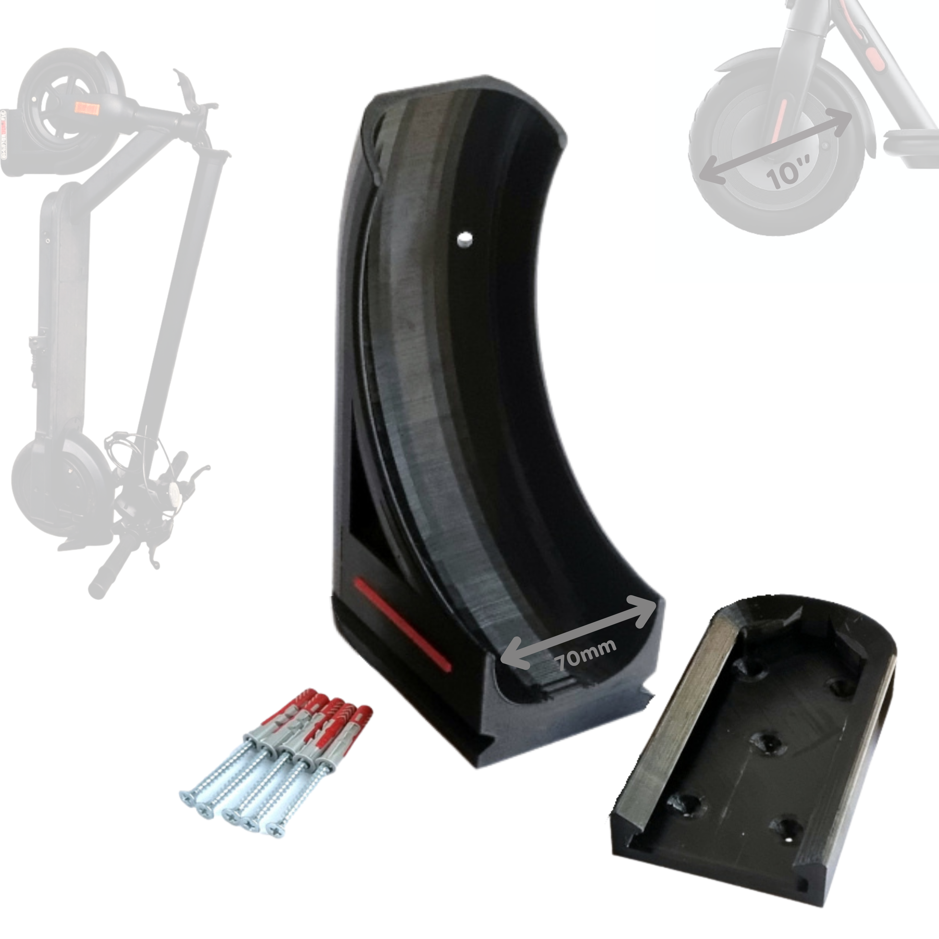 ScooterWallFix Wandhalterung für E-Scooter 8,5'' & 10'' Reifen, Robuste Wandmontage für Elektroroller, Platzsparend, für Garage, Keller & Büro <30 kg